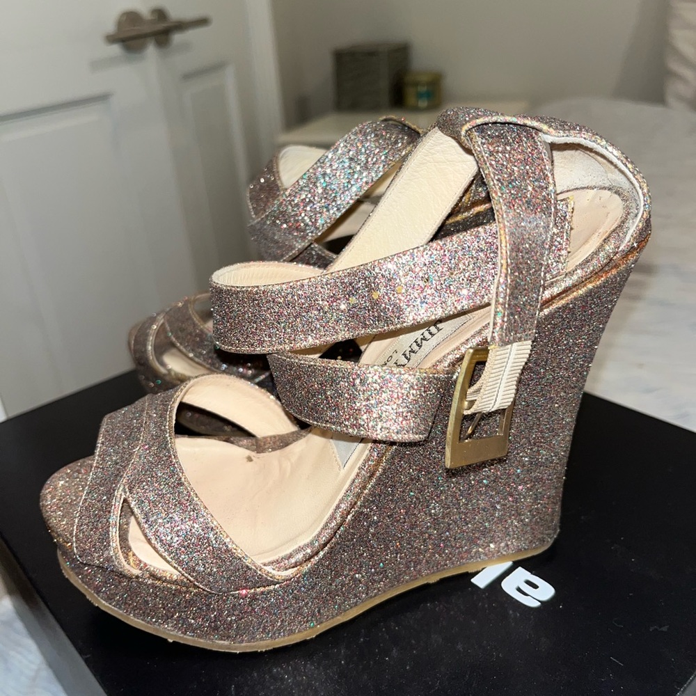 Glitter Jimmy choo wedges, size 35. Worn good condition